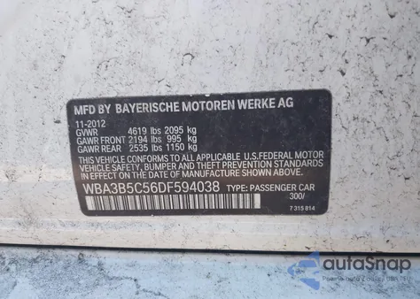 2013 BMW 328I xDrive из США, поврежденный, VIN WBA3B5C56DF594038